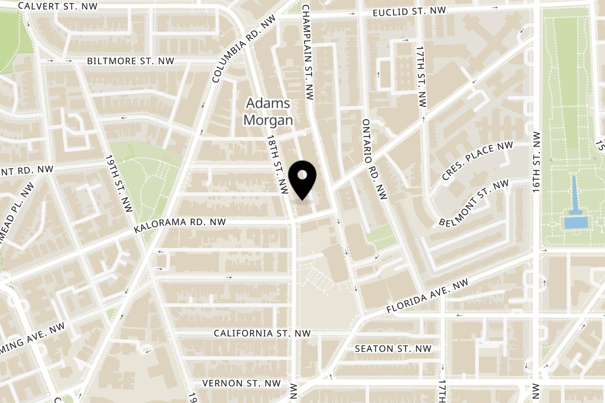 Map showing the location of LA GROTTA DC on 2309 18th St NW in Washington